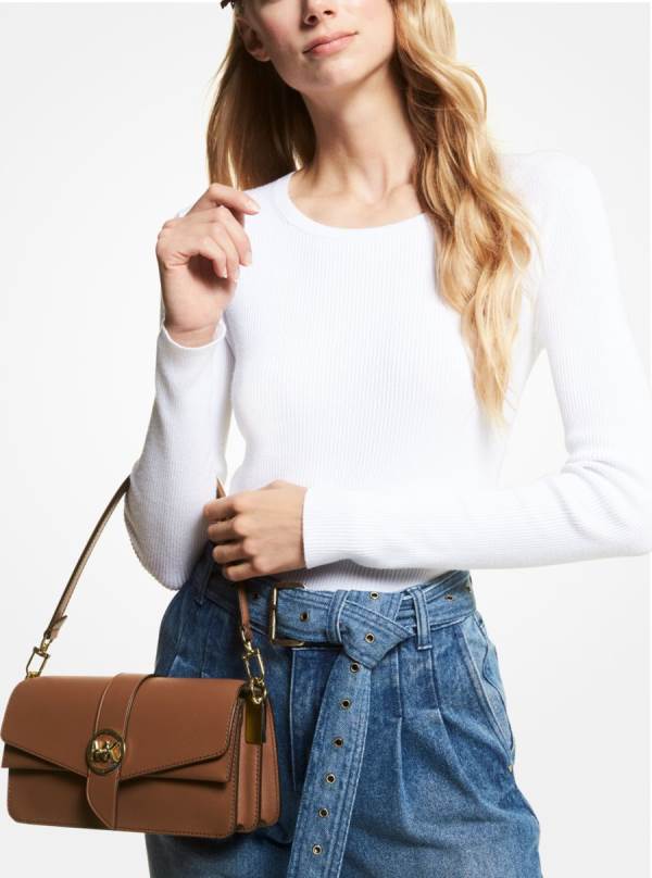 Damske Taška Cez Rameno Michael Kors Greenwich Medium Saffiano Leather Hnede - Kabelky Michael Kors Obchod | KJYSN-6275